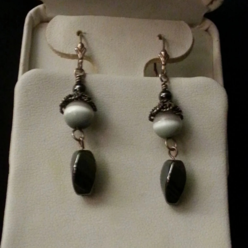Black and Silver Dangle Earrings